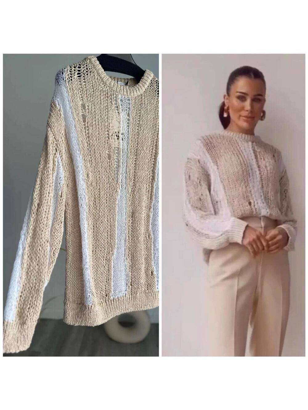 ZARA COMBINATION KNIT SWEATER 0021/007 Size M
